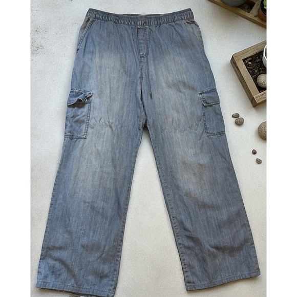 Anthropologie Sanctuary Pull On Cargo Pants denim Women Sz XL Coastal Beach - Picture 1 of 14